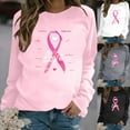 thumbnail image 3 of WREESH Women's Breast Cancer Awareness Sweatshirt Long Sleeve Love Letter Graphic Casual Top White, 3 of 5