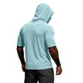 thumbnail image 5 of Mens Sun Protection Hoodie UPF 50+ Short Sleeve Sun Shirts Lightweight Quick Dry Rash Guard with Mask Fishing Shirts, S, 5 of 9