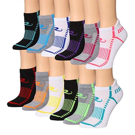 

Ronnox Women s 12-Pairs Low Cut Running & Athletic Performance Tab Socks WRLT20-AB-SM