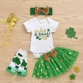 thumbnail image 2 of Xijirk Baby Girls St Patricks Day Clothes Set Short Sleeve Romper Bodysuit Tutu Skirt Headband Leg Warmers Holiday Dress Up Outfit 4PCs Photoshoot,3-6 Months,White, 2 of 7