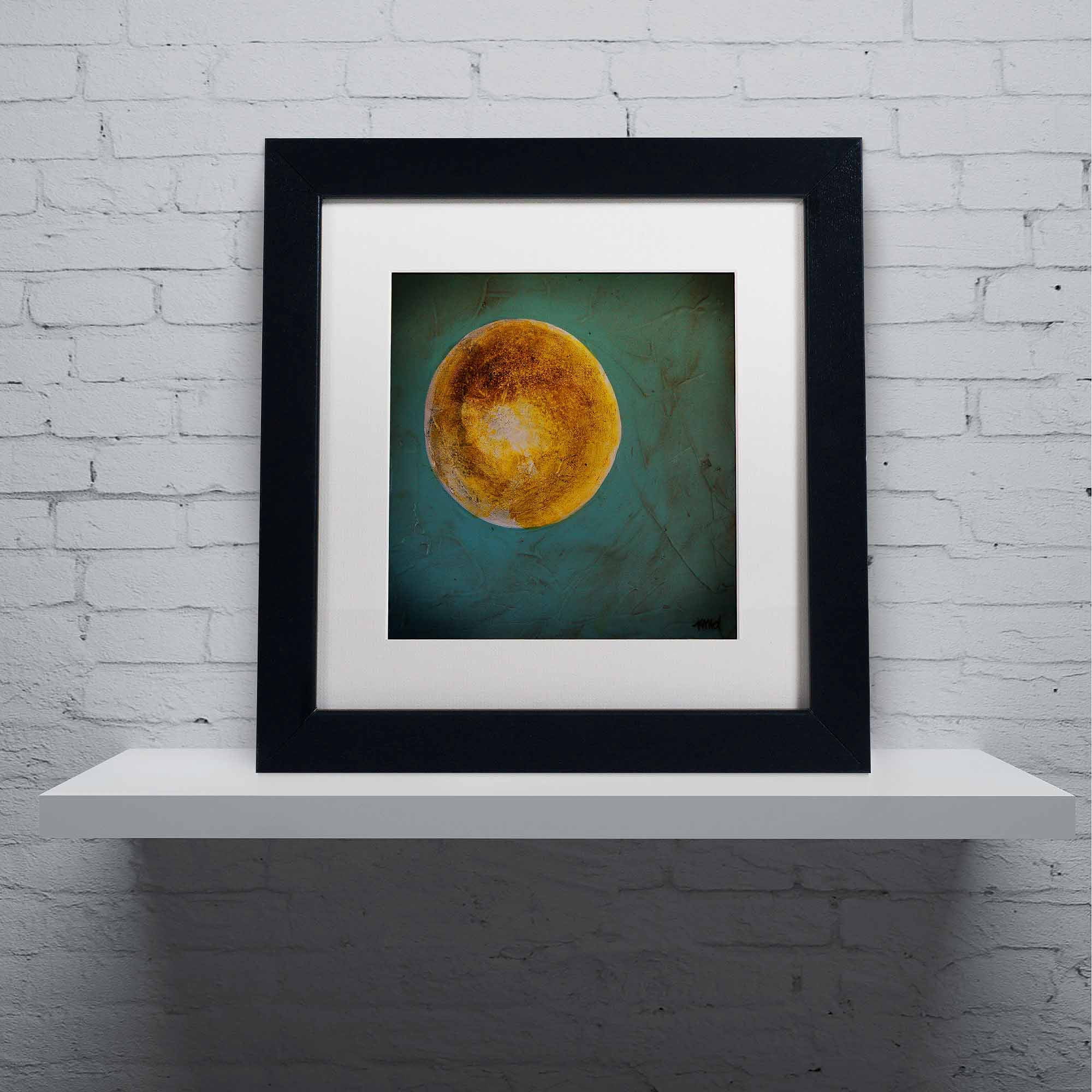 Trademark Fine Art "Moon on Blue" Canvas Art by Nicole Dietz, White Matte, Black Frame