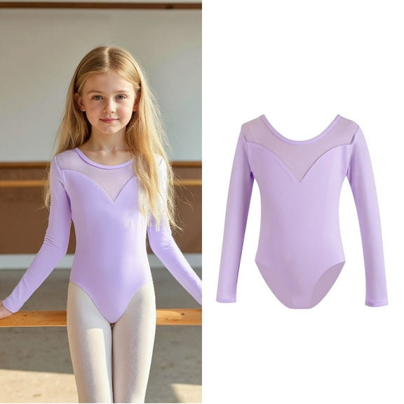 Girls Leotards for Ballet Long Sleeve Purple Girls Leotard Ballet Outfit Kids Leotards for Girls 9-10 Years