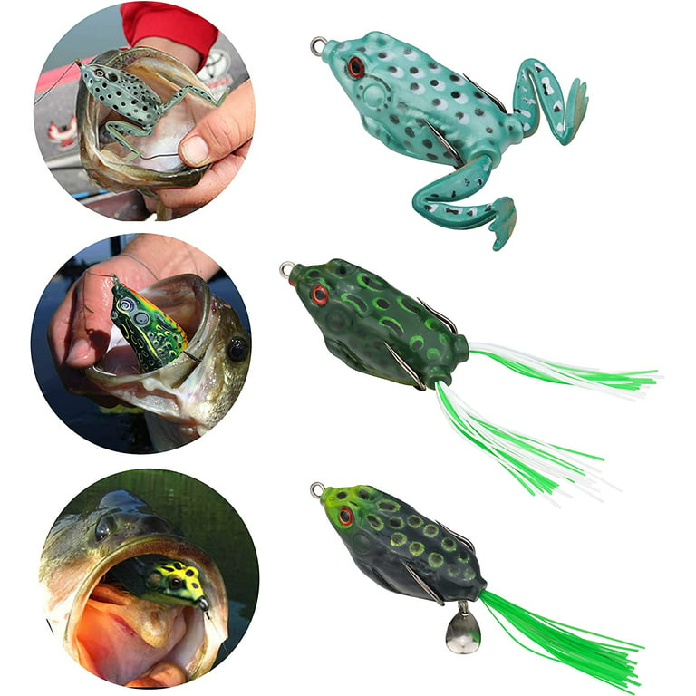 RUNCL Topwater Bass Fishing Frog Lures, Weedless Tod Soft Floating