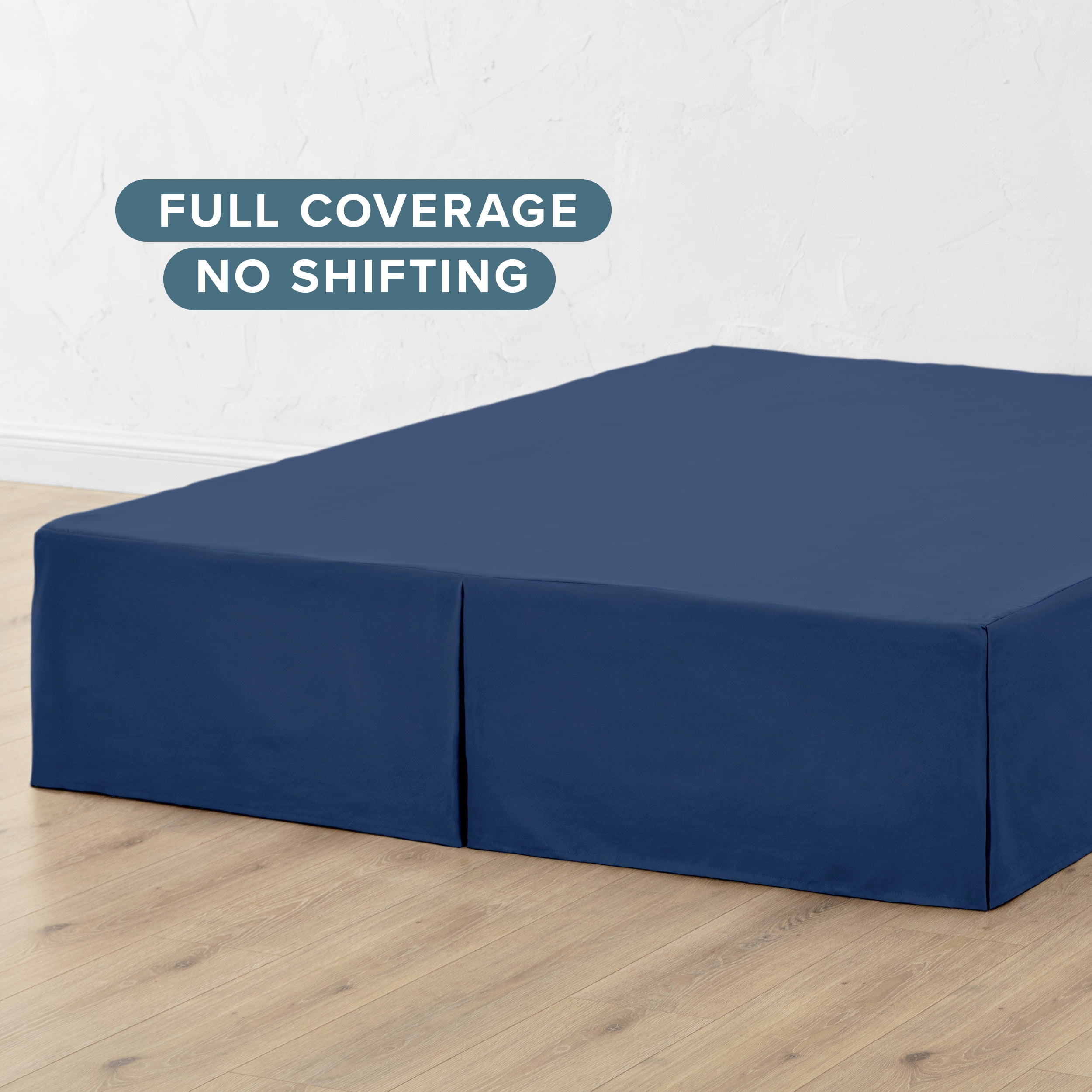 Bare Home Double Brushed Bed Skirt - Premium 1800 Collection - 15-inch Drop - Twin, Dark Blue