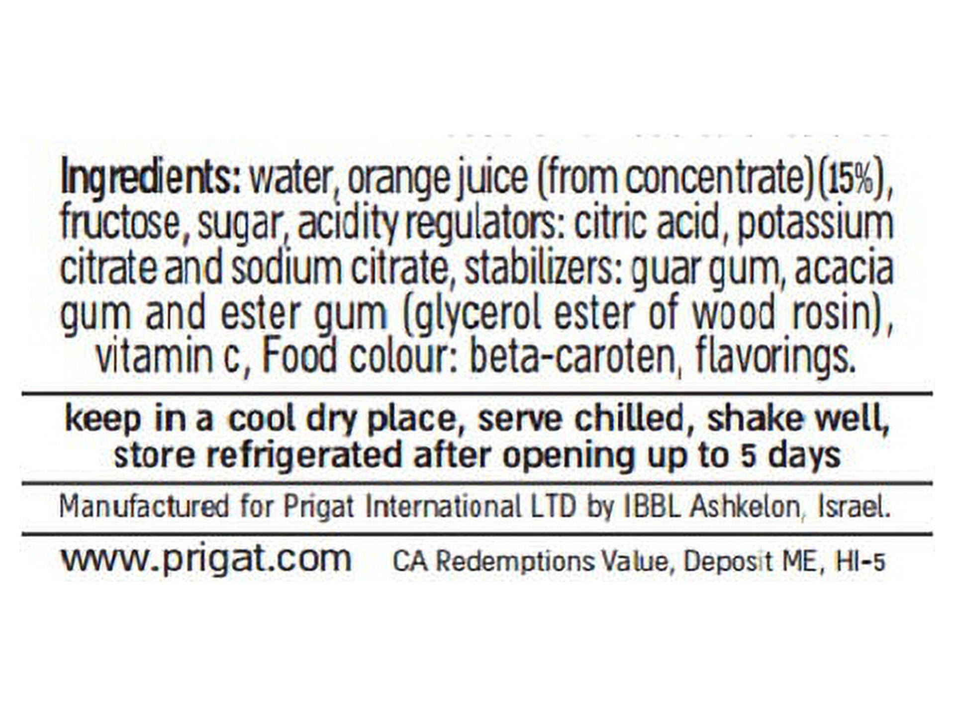 (2 pack) Prigat Orange Juice Drink, 1.5 LT, is Refreshing with no Preservatives. For Passover & all year.