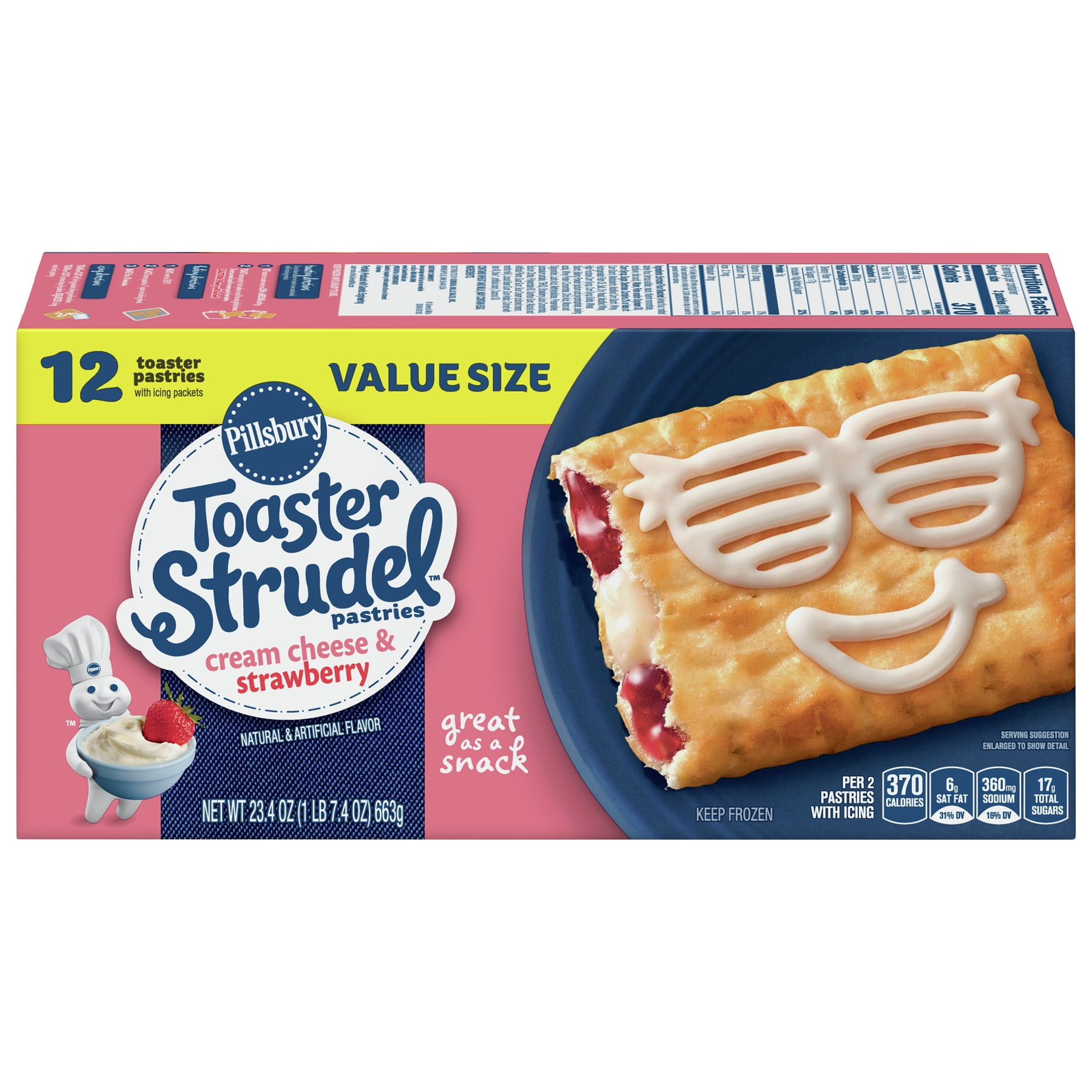 Pillsbury Toaster Strudel, Cream Cheese & Strawberry, Pastries, 12 ct