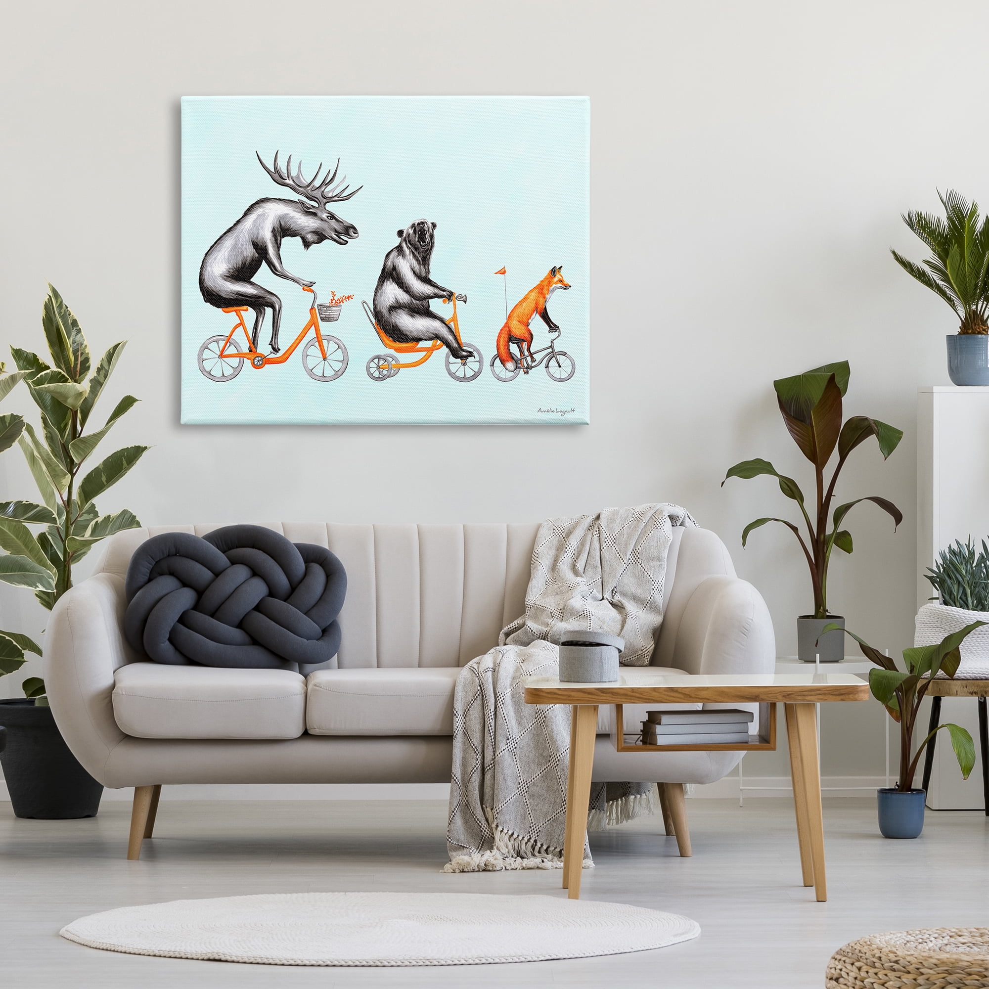 Stupell Industries Wildlife Animals Riding Bikes Moose Bear Fox Graphic Art Gallery Wrapped Canvas Print Wall Art, Design by Amelie Legault