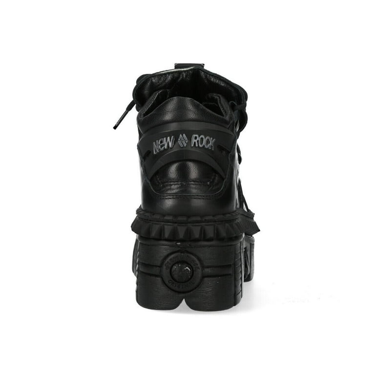 New Rock WALL106-S13 Unisex Black Leather Gothic Boots - Walmart.com
