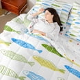 thumbnail image 3 of Erosebridal Teens Japanese Style Fishes Bedding Comforter Set 7pcs,Girls Boys Green Blue Stripes Animal Queen Bedding Sets,Luxury Bedroom Decor, 3 of 6