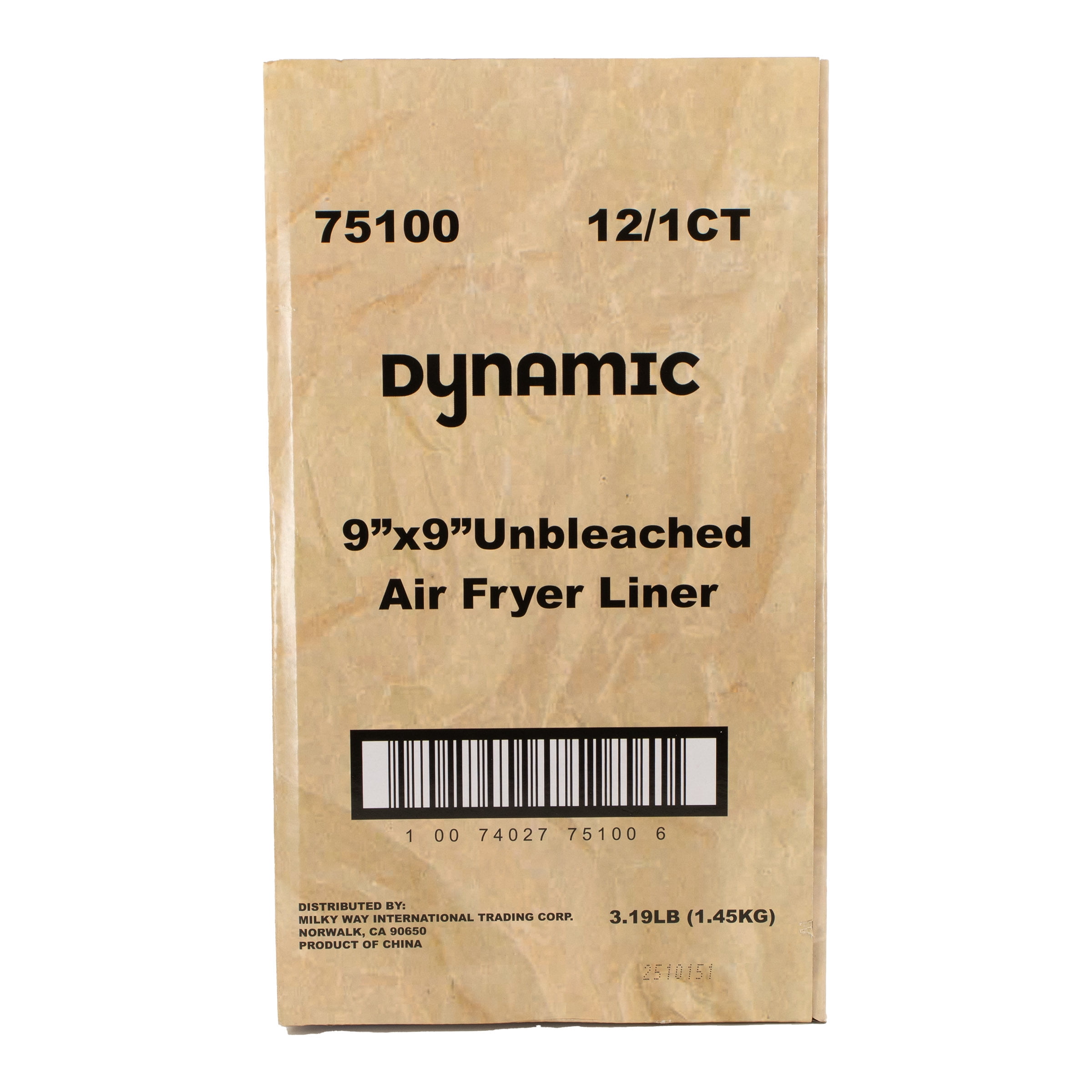Dynamic Unbleached Air Fryer Paper Liners, 9 x 9 Inch Square, PFAS-Free, 600 Sheets Total (50 Sheets per Pack, 12-Pack)