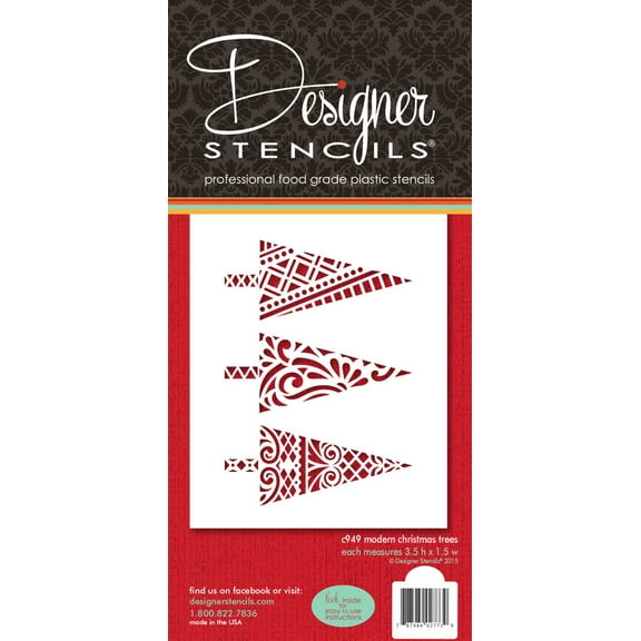 Modern Christmas Trees Cake Stencil by Designer Stencils
