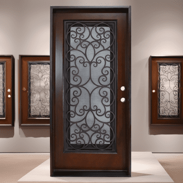 36" x 80" Environment Damage Resistant Polyurethane Composite Exterior Entry House Front Door, Openable Tempered Rain Glass Window, Right-Hand Single Door Inward Swing Dark Walnut FR06
