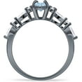 thumbnail image 6 of Art Deco Marquise Vintage Style Ring Aquamarine Cubic Zirconia Black Tone 925 Sterling Silver, Size 8, 6 of 7