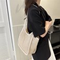 thumbnail image 3 of Bolso de hombro para mujer Bolso tejido Patchwork Gran contraste Color Totes Blanco FLhrweasw Nuevo, 3 of 8