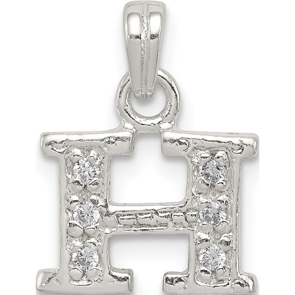 Sterling Silver Cz Letter H Initial Pendant Made In India qc6717h