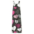 thumbnail image 4 of Fgvctg Valentine's Day Womens Overalls Wide Leg Pant Vintage Overall Love Heart Print Sleeveless Date Night Spaghetti Straps Jumpsuit Romper Bib Overalls Oversized Sprimg Pant With Pockets Gray L, 4 of 5