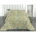 thumbnail image 2 of Ambesonne Floral Scene Quilted Bedspread Set 3 Pcs, Botany Vibes Flowers, Twin, Almond Green Earth Yellow, 2 of 4