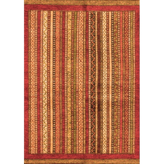 Ahgly Company Indoor Rectangle Abstract Orange Modern Area Rugs, 6' x 9'