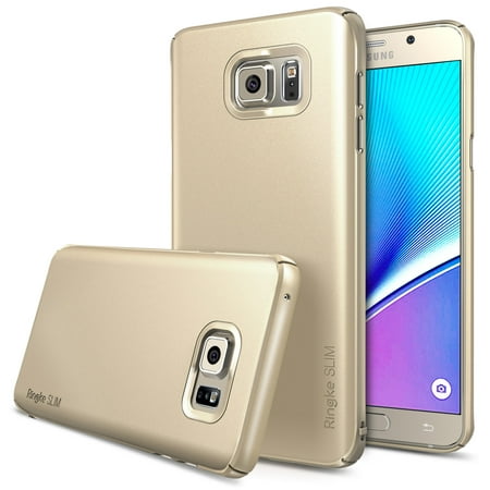 Ringke Slim Case Compatible with Samsung Galaxy Note 5, Lightweight Thin Soft Premium Coating Hard PC Cover - Royal Gold