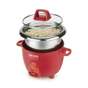 AROMA® 6-Cup (Cooked) / 1.2Qt. Select Stainless® Rice & Grain Cooker, Red, New, ARC-753SGR