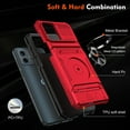 thumbnail image 6 of Designed for Moto G Stylus 5G (2025) Case Hidden with Card Holder & 360 Ring Stand/Kickstand, Hard PC + Soft TPU [Drop Protection] Heavy Duty Rugged Protective Cover For Moto G Stylus 5G (2025), Red, 6 of 7