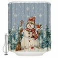 thumbnail image 2 of Blue Snowman Christmas Shower Curtain, Winter Snowflake Tree Xmas Waterproof Washable Boho Funny Cute Shower Curtains Set for Bathroom Farmhouse Bathtubs Decor with Hook, 72"Wx84"L, 2 of 7