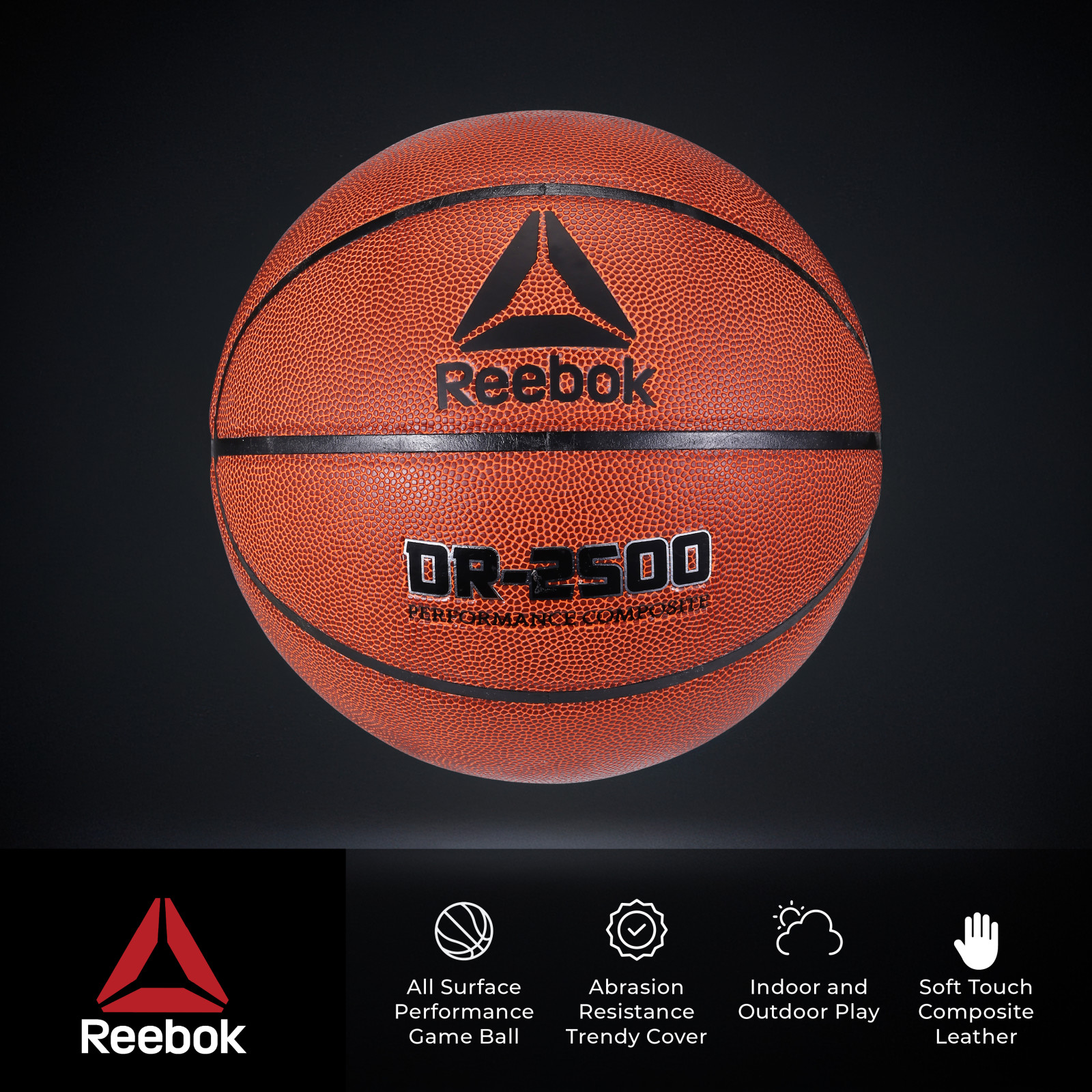Reebok Durable Rubber Indoor/Outdoor Basketball with Inflatable Pump for Indoor & Outdoor Play, Size 6 (28.5 in)
