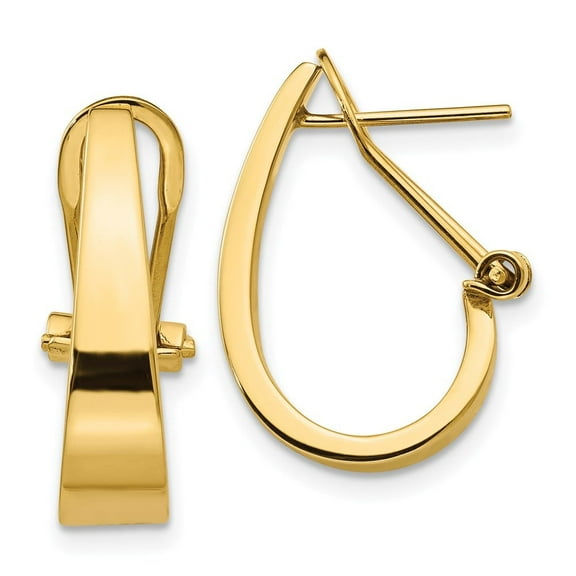 Auriga Fine Jewelry 14K Yellow Gold J-Hoop Omega Back Hoop Earrings for Women (L- 18mm, W- 5mm)