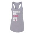 thumbnail image 2 of Wild Bobby I Fought Like A Girl and Won Breast Cancer Awareness Women Racerback Tank Top, Heather Grey, Small, 2 of 6