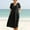 Black, variant on Long Womens Dresses Cotton Linen Moomoo Summer Tshirt Dress Green V Neck Short Sleeve Womens Sundress with Pockets