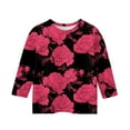 thumbnail image 4 of YOUYEDAIN 3/4 Sleeve Shirts for Child Girls 4-5 Crewneck Tunic Tops Causal Teen Girls Clothes Loose Fit Tees Hot Pink 4-5 Years, 4 of 4