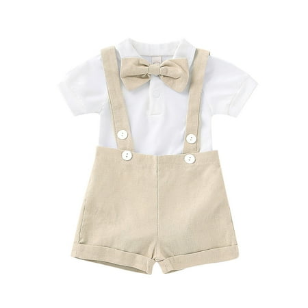 

Baby Boys Formal Suit Set Short Sleeve Romper Suspenders Shorts Pants Bowtie Wedding Tuxedo Outfits Clothes 6 Month Baby Boy Clothe Toddler Boy Fall Outfit Baby Twin Clothes Boys Fashion Baby Boy