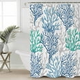 thumbnail image 2 of 54x78 Inch Shower Curtain Decorative Blue Teal Grey Coral Coastal Bathtub Bath Curtains Fabric Waterproof Bathroom Decor Summer Beach Nautical Ocean Small Stall Shower Curtain Set with 12 Hooks, 2 of 6