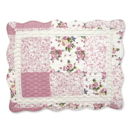 Hotel Collection Quilted Sham - Hadley Floral Patchwork Quilted Pillow Sham, Sham, Rose