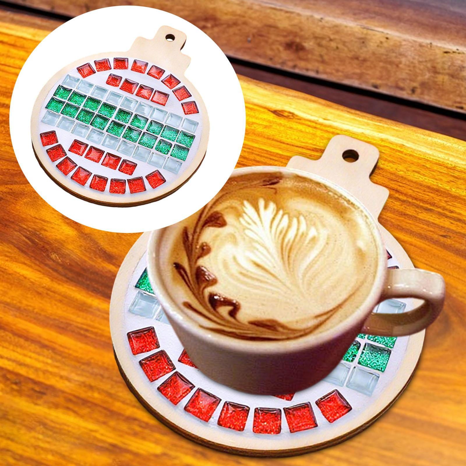 Mosaic Coaster Craft Kit DIY Crafts Beginner Friendly Wooden Base for Kids and Adults Christmas Holiday Fun