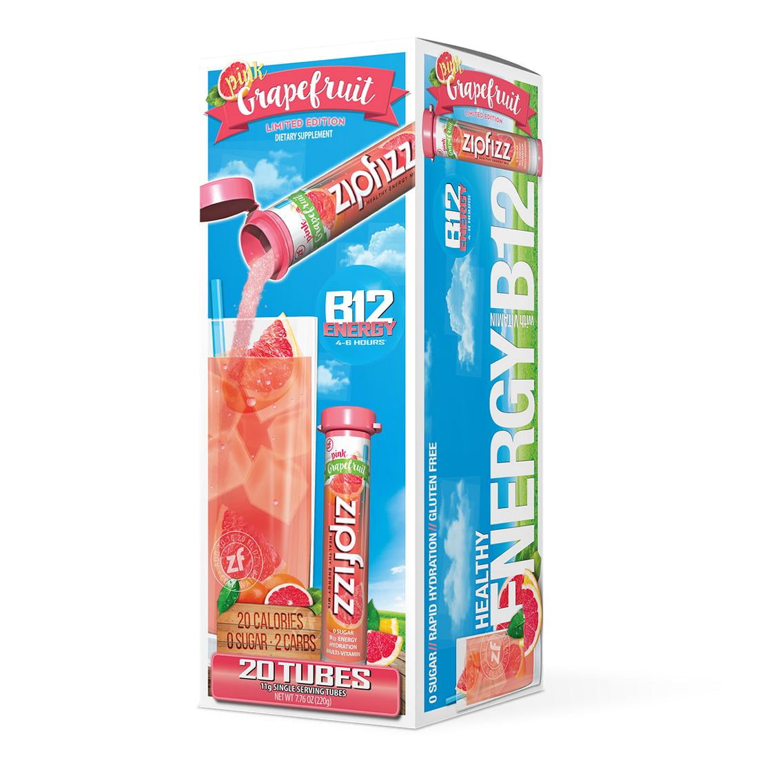 Zipfizz Pink Grapefruit Energy Drink Powder, 20 ct.