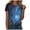 Blue, variant on Womens Tops Galaxy Starry Sky Print Round Neck Short Sleeve T Shirts Loose Fit Basic Tees