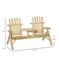 thumbnail image 3 of Patio Furniture Outsunny 2-Seat Wooden Adirondack Chair, Patio Bench with Table, Outdoor Loveseat Fire Pit Chair for Porch, Backyard, Deck, Natural,Patio Chairs, 3 of 9