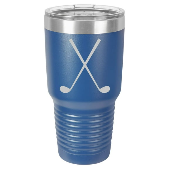 Tumbler Stainless Steel Vacuum Insulated Travel Mug Golf Clubs (Blue, 30 oz)