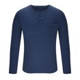thumbnail image 4 of Mens Henley Long Sleeve Casual Shirts Mens Basic Henley Shirts Casual Premium Slim Fit Henley T-Shirts Lightweight Long Sleeve Plain Cotton Tee Shirts Stretchy Comfy Classic Collarless T-Shirts, 4 of 5