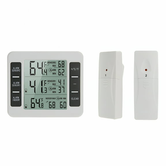 GJX 2026 New Indoor Outdoor Wireless Digital Freezer Alarm Thermometer Fridge Home 1-2 Sensor for Kitchen,Restaurant,Pharmacy,Laboratory,Warehouse