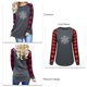 thumbnail image 3 of Sudadera de cuello redondo para mujer Tops deportivos Patchwork a cuadros manga larga suelta camisa larga Tops estampado de copo de nieve ANGGREK Otros, 3 of 6