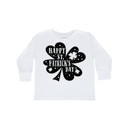 

Inktastic Happy St. Patrick s Day Shamrock Silhouette in Black Gift Toddler Boy or Toddler Girl Long Sleeve T-Shirt