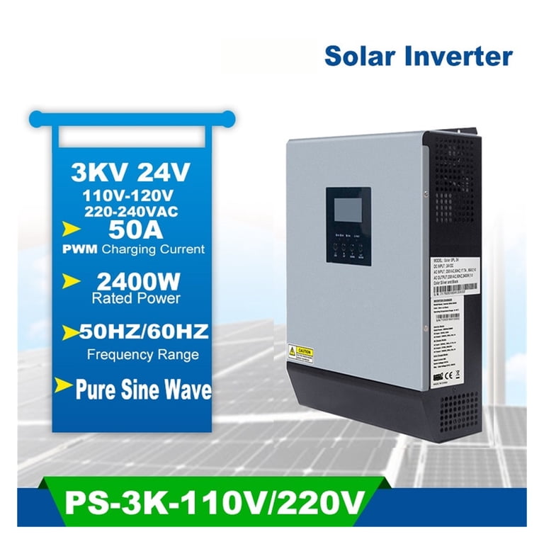 3KVA Pure Sine Wave Hybrid Solar Inverter 24V Built-in PWM 50A 
