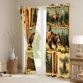 thumbnail image 3 of Manfei Vintage Bear Patch Kitchen Curtains,Wooded Pine Grove Print Black Out Curtains Pack of 2 (42x63 Each),Brown, 3 of 7