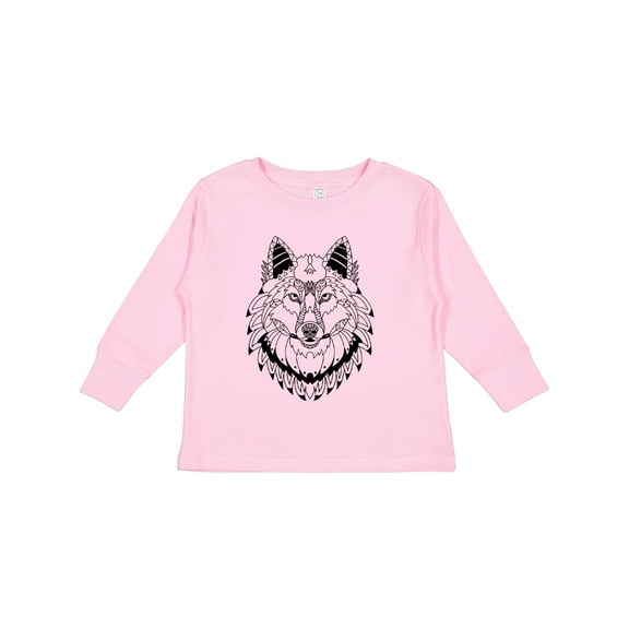 Inktastic Tribal Wolf Head Boys or Girls Long Sleeve Toddler T-Shirt
