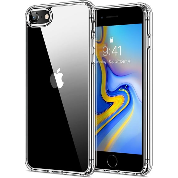 For iPhone SE 3rd Gen/2nd Gen/2022/2020/8/7 Case Clear [Anti-Yellowing] Anti-Scratch Transparent Hard Back and Soft Edge [Military Grade Drop Protection] Shockproof Phone Cover - Crystal Clear