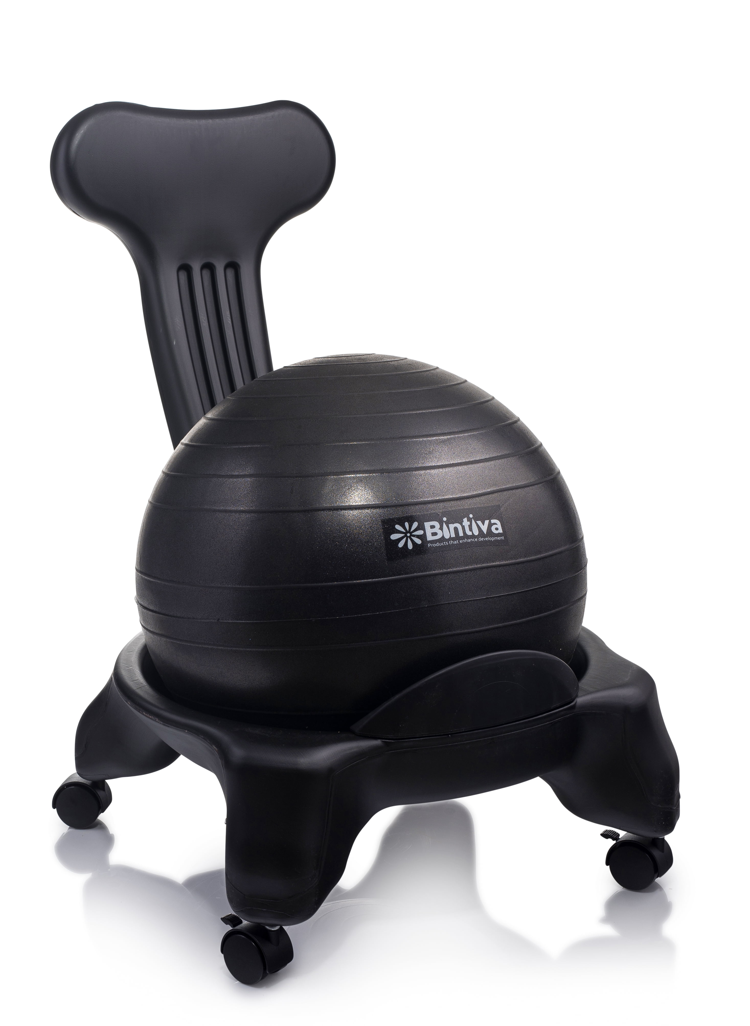 Exercise Ball Chair - For Home and Office Includes Free Pump and Wheels that Lock - Black
