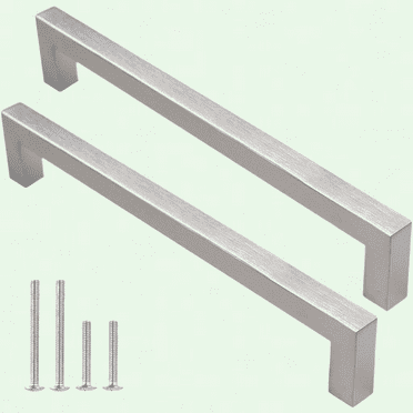 Brushed Nickel Cabinet Handles, 6 Pack Square Bar Pulls, 7.5-inch Stainless Steel