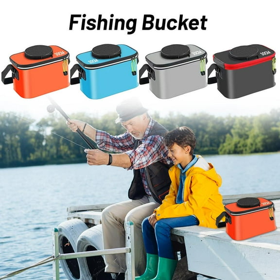QHUDLV Fishing Bucket, Foldable & Portable Fishing Bait Storage, Fish Container with Aeration Hole, Fish Bait Multi-Functional Live